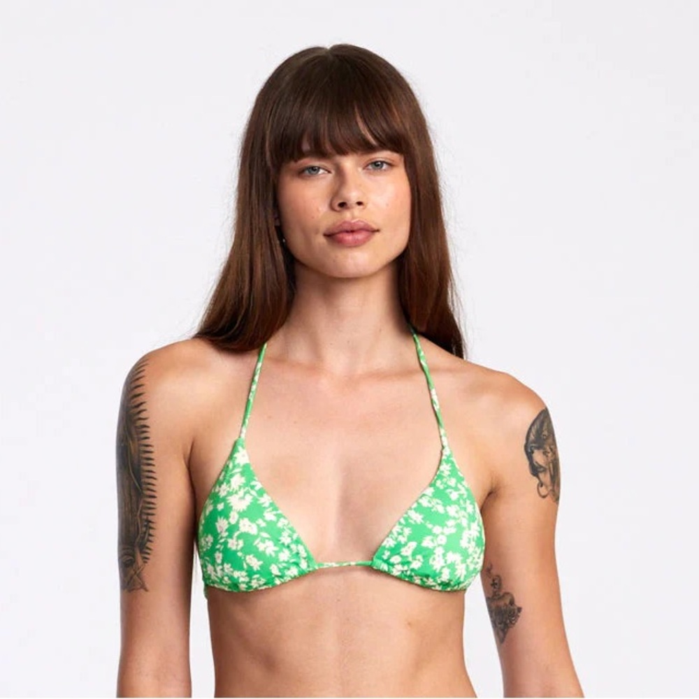 RVCA Garden Party Halter Triangle Bikini Top NWT